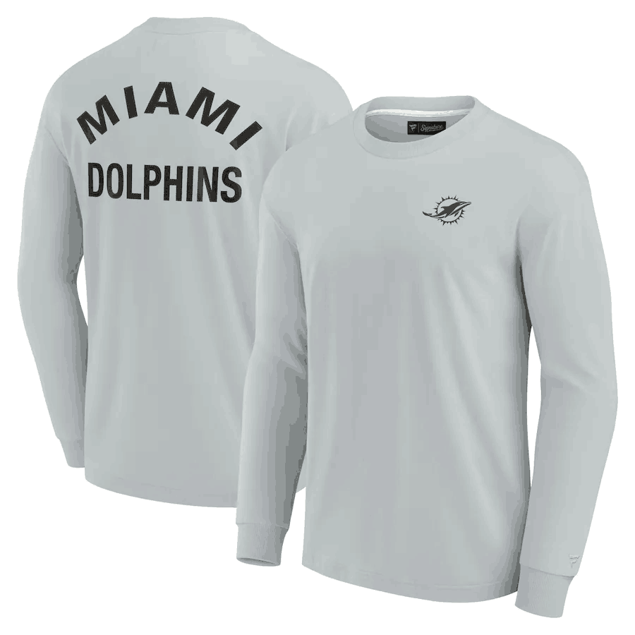 Men's Miami Dolphins Grey Signature Unisex Super Soft Long Sleeve T-Shirt Men's Miami Dolphins Grey Signature Unisex Super Soft Long Sleeve T-Shirt
